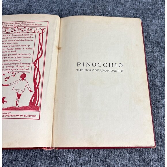 Pinocchio The Story Of A Marionette Hardcover Book Red Illustration Vtg - Picture 3 of 9